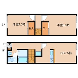 平端駅 徒歩4分 1-2階の物件間取画像